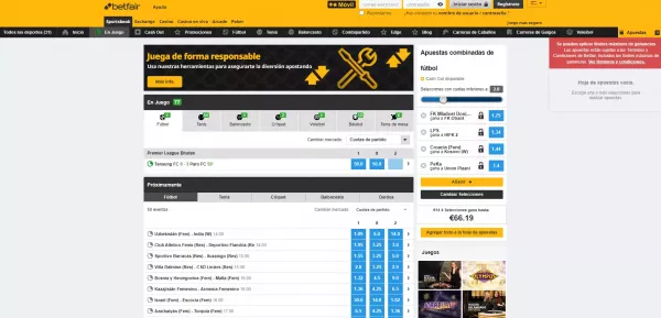 Betfair Review - Apuestas en vivo